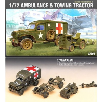 U.S. AMBULANCE & TOW TRUCK WWII - 1/72 SCALE - ACADEMY 13403